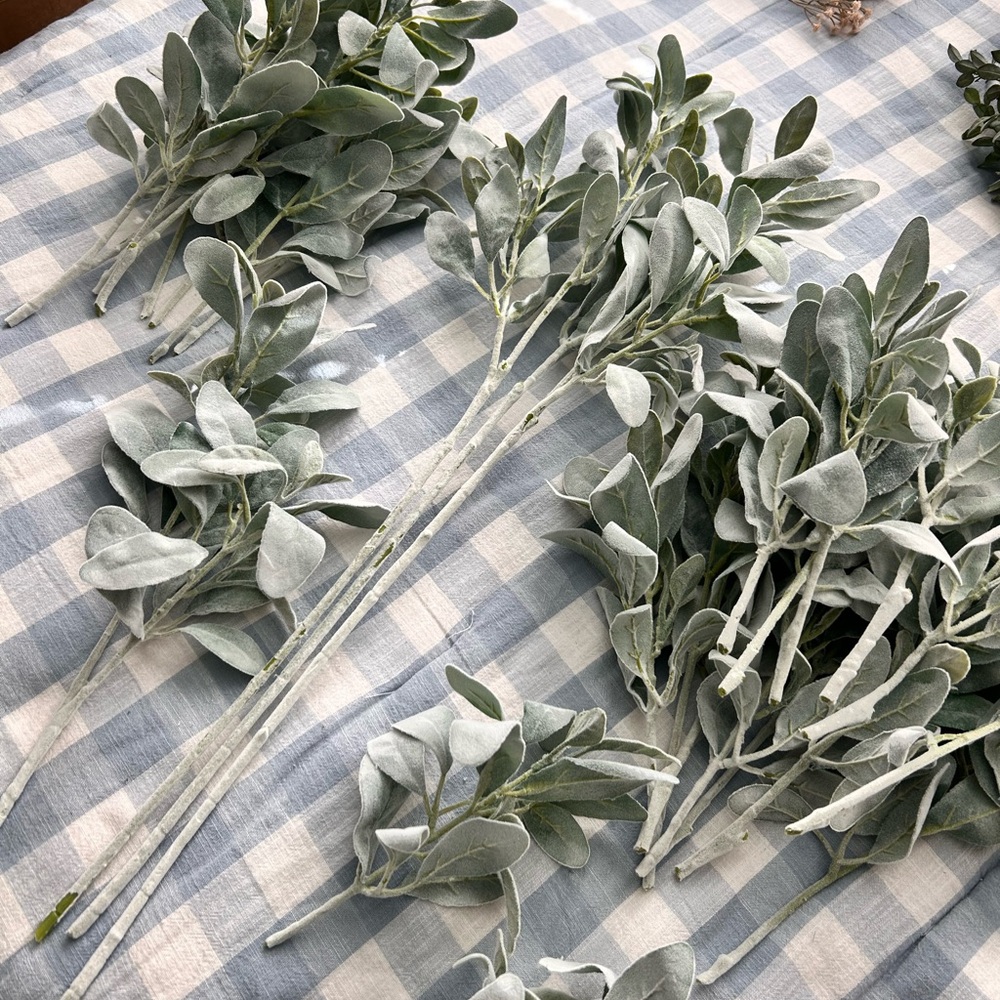 Faux Sage Stem Bundles - Dusty Green Foliage